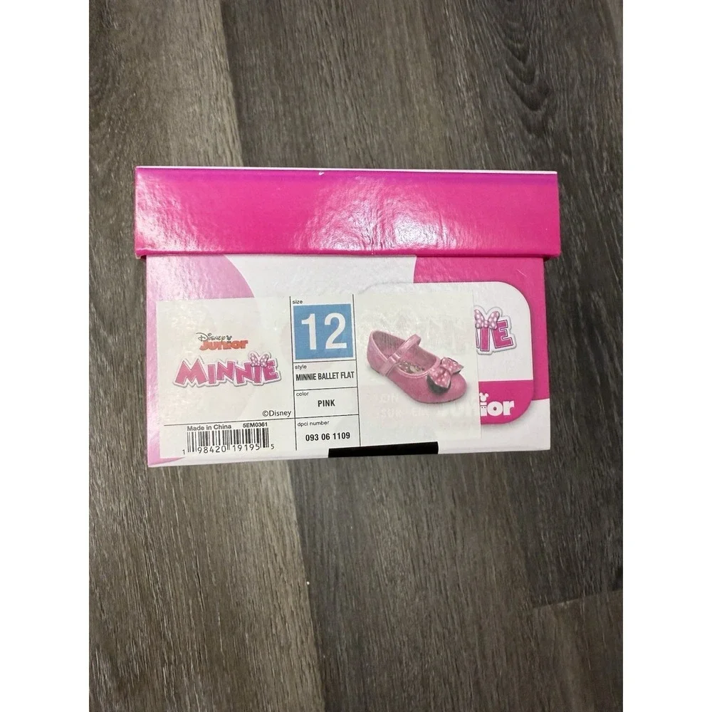Disney Minnie Mouse Toddler Girls Pink Glitter Mary Jane Ballet Flats Sz 12 NWT